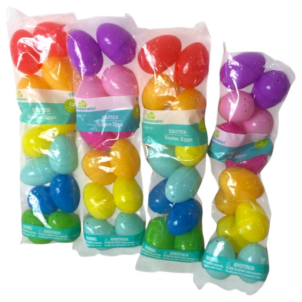 Lot of 4 Way to Celebrate Colorful Reusable Fillable Easter Eggs 12 Count Each